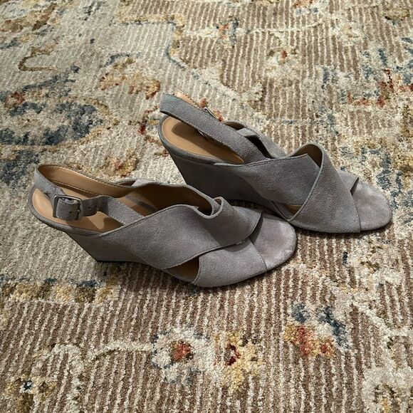 Banana Republic Gray Wedge Sandals with Suede Finish - Picture 1 of 5
